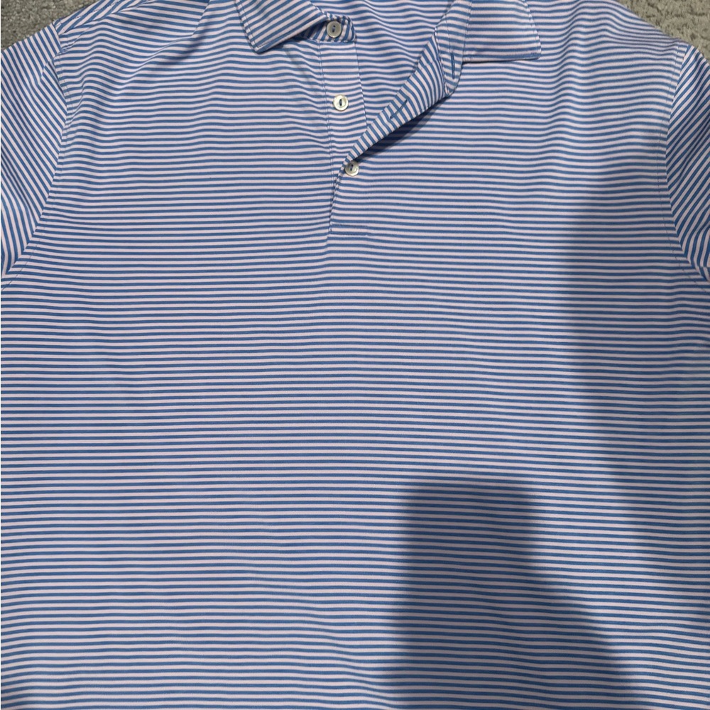 Men's Blue Striped Polo Shirt